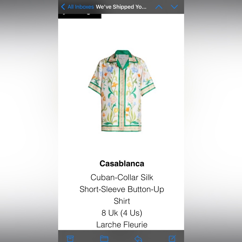 Casablanca Shirt 
Like New 
Worn onecw
men’s small/women’s oversized Small